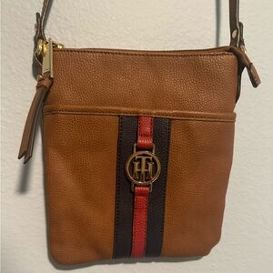 Tommy Hilfiger Crossbody Purse Brown Blue and Red